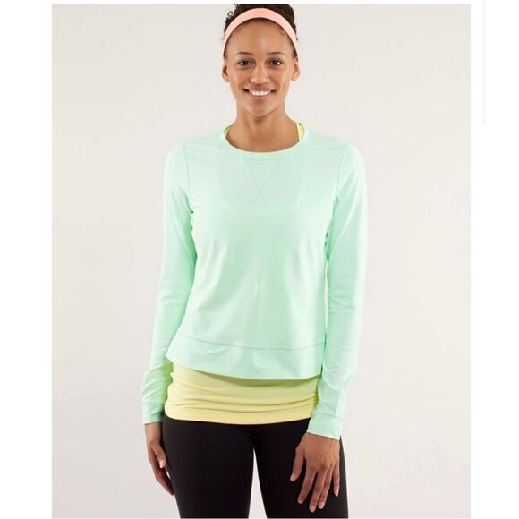 lululemon athletica Tops - 🍋Lululemon Run: Warm Up Crew Fresh Teal Mint Green size 4